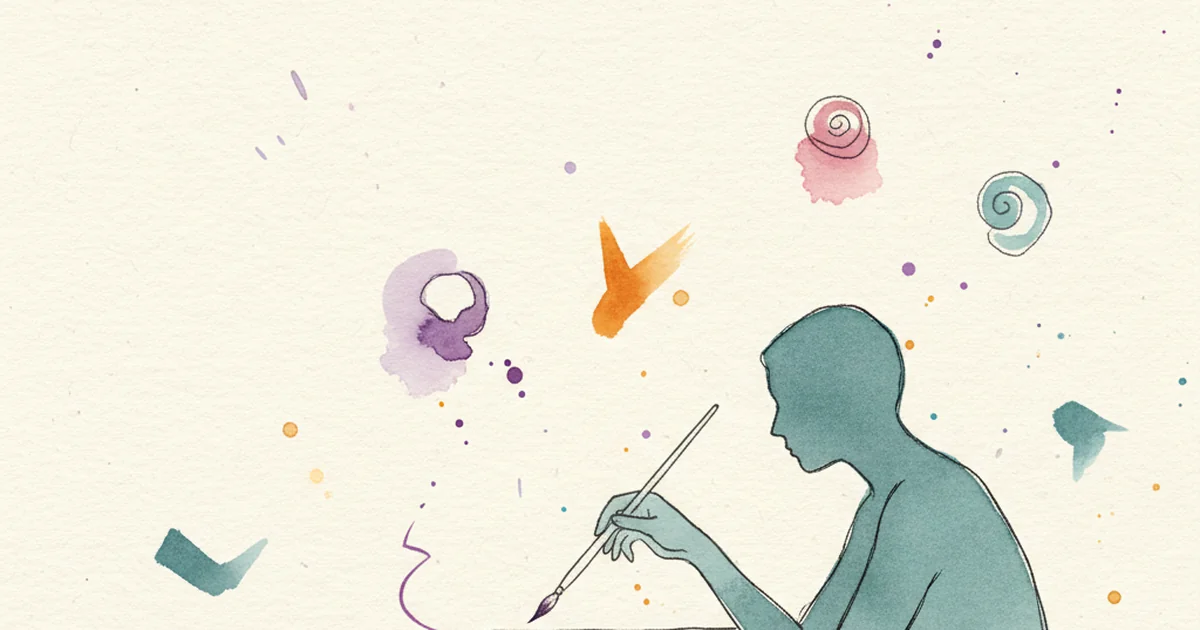 Семь абстрактных чат-бабблов разной формы и цвета, соединённых тонкой линией — метафора семи стилей сообщений